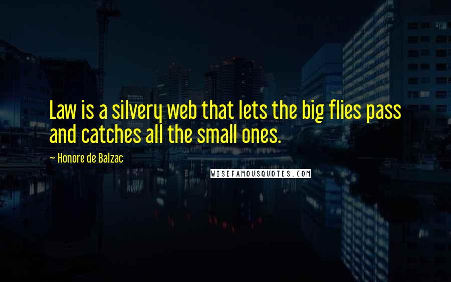 Honore De Balzac Quotes: Law is a silvery web that lets the big flies pass and catches all the small ones.