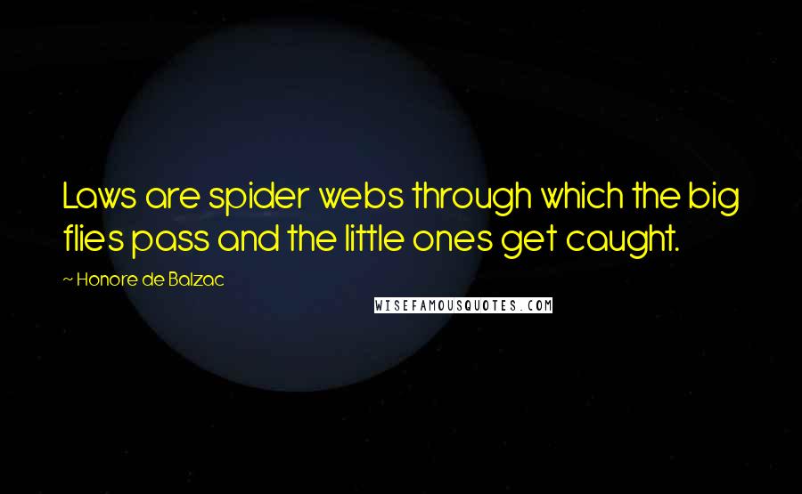 Honore De Balzac Quotes: Laws are spider webs through which the big flies pass and the little ones get caught.