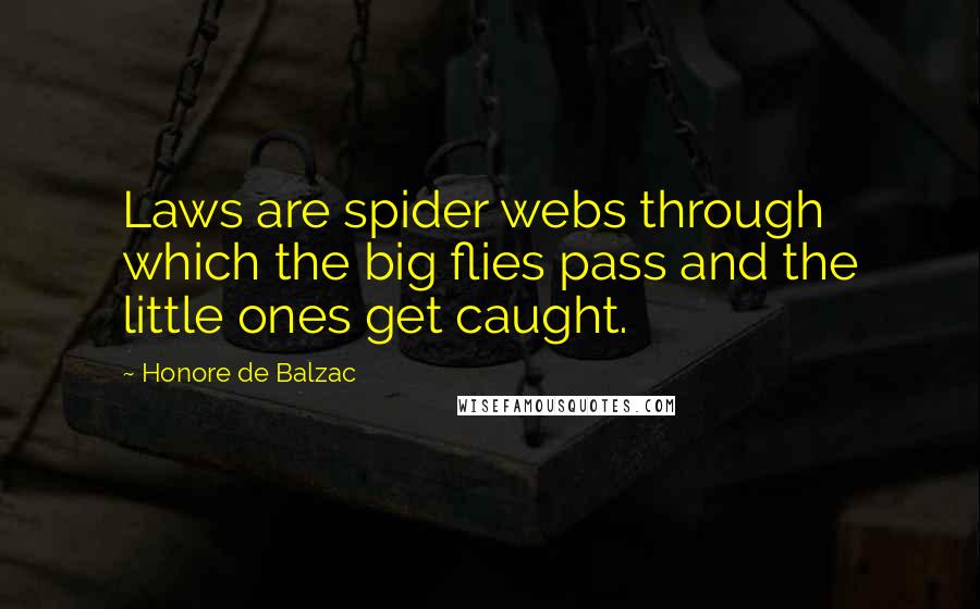 Honore De Balzac Quotes: Laws are spider webs through which the big flies pass and the little ones get caught.