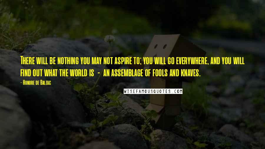 Honore De Balzac Quotes: There will be nothing you may not aspire to; you will go everywhere, and you will find out what the world is  -  an assemblage of fools and knaves.