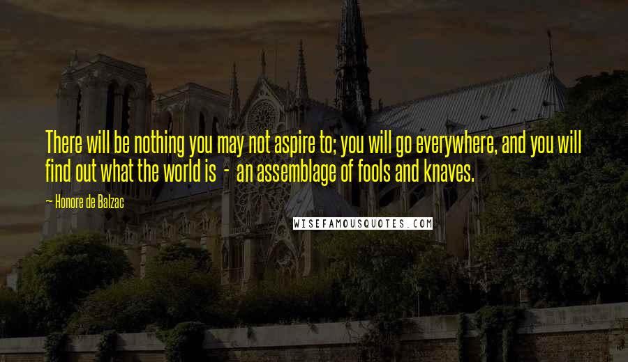 Honore De Balzac Quotes: There will be nothing you may not aspire to; you will go everywhere, and you will find out what the world is  -  an assemblage of fools and knaves.