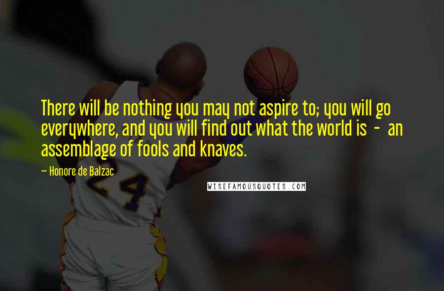Honore De Balzac Quotes: There will be nothing you may not aspire to; you will go everywhere, and you will find out what the world is  -  an assemblage of fools and knaves.