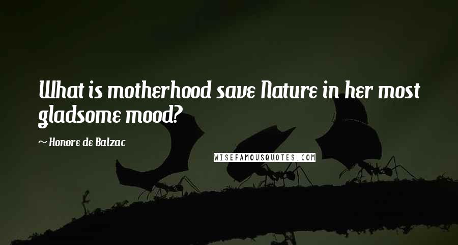 Honore De Balzac Quotes: What is motherhood save Nature in her most gladsome mood?