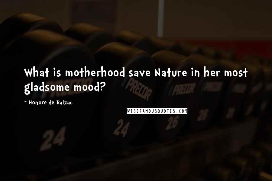 Honore De Balzac Quotes: What is motherhood save Nature in her most gladsome mood?