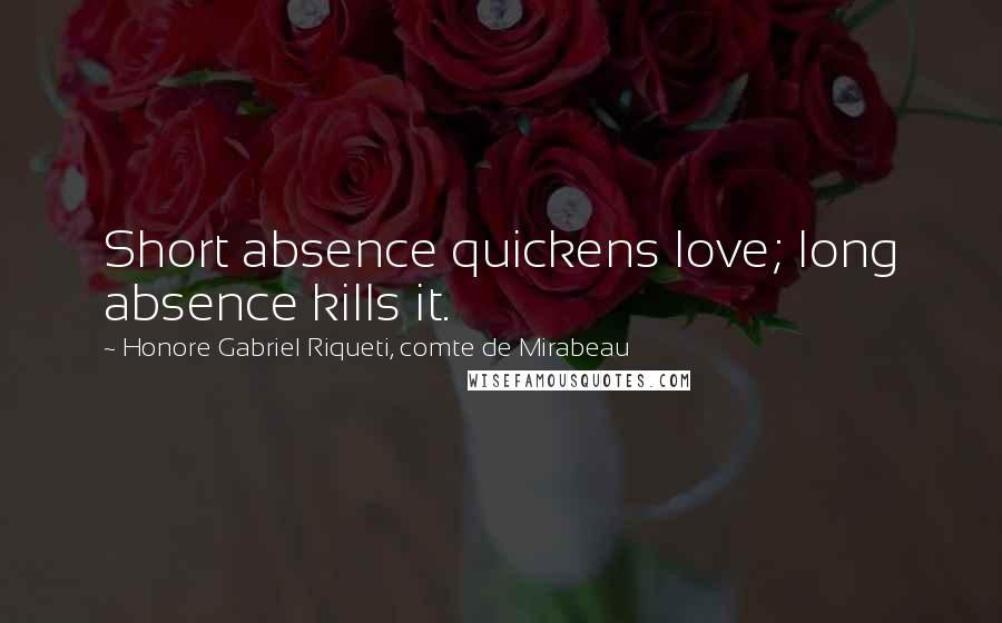 Honore Gabriel Riqueti, Comte De Mirabeau Quotes: Short absence quickens love; long absence kills it.