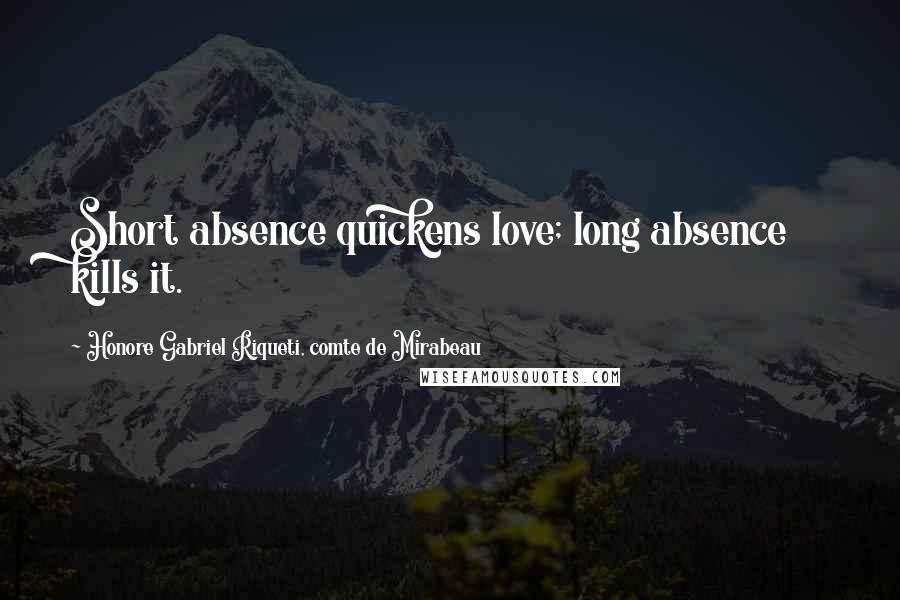 Honore Gabriel Riqueti, Comte De Mirabeau Quotes: Short absence quickens love; long absence kills it.