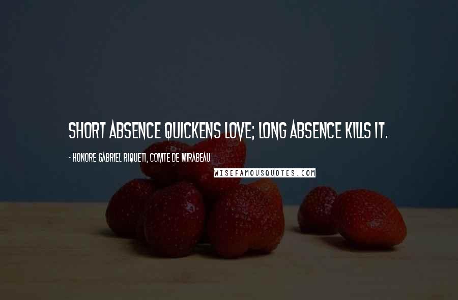 Honore Gabriel Riqueti, Comte De Mirabeau Quotes: Short absence quickens love; long absence kills it.