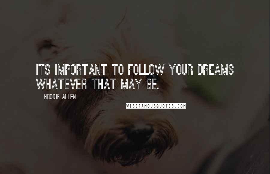 Hoodie Allen Quotes: Its important to follow your dreams whatever that may be.