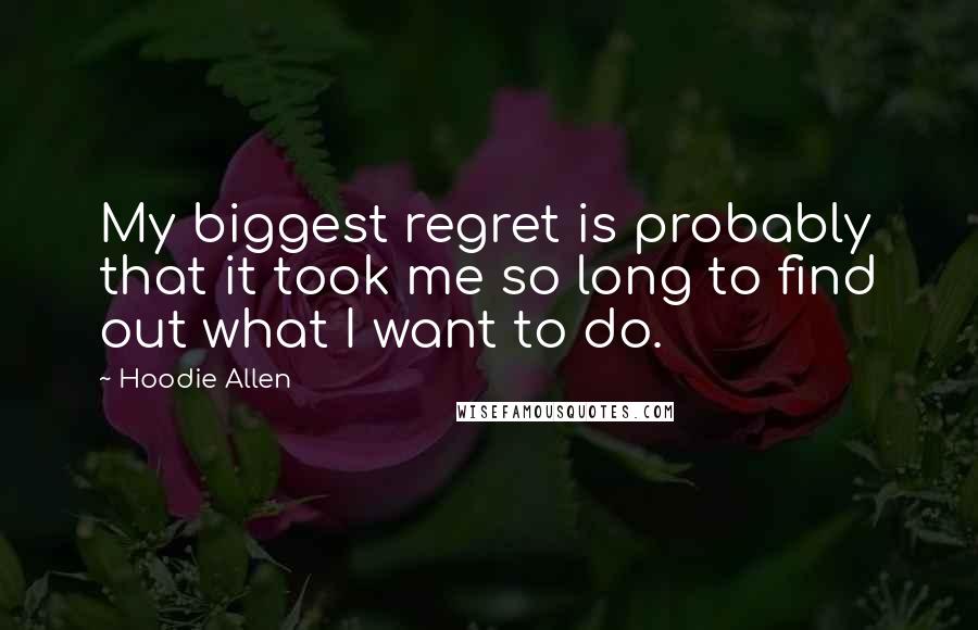 Hoodie Allen Quotes: My biggest regret is probably that it took me so long to find out what I want to do.