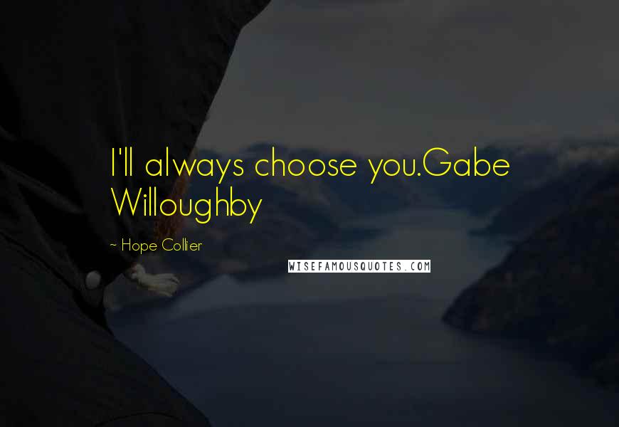 Hope Collier Quotes: I'll always choose you.Gabe Willoughby