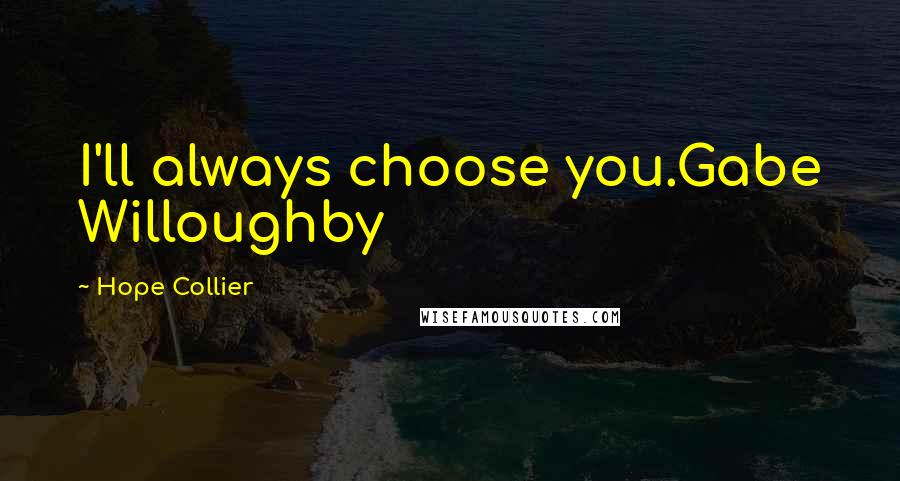 Hope Collier Quotes: I'll always choose you.Gabe Willoughby