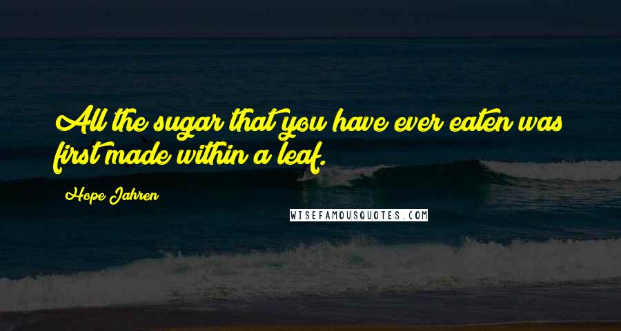 Hope Jahren Quotes: All the sugar that you have ever eaten was first made within a leaf.