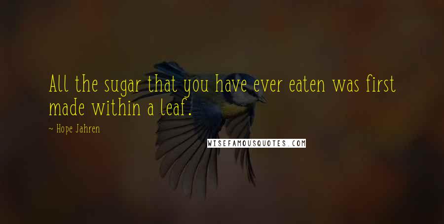 Hope Jahren Quotes: All the sugar that you have ever eaten was first made within a leaf.