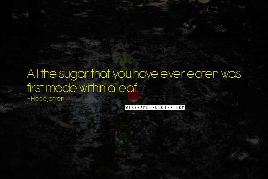 Hope Jahren Quotes: All the sugar that you have ever eaten was first made within a leaf.