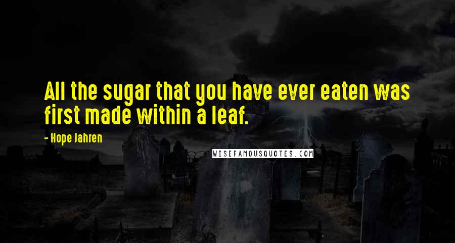 Hope Jahren Quotes: All the sugar that you have ever eaten was first made within a leaf.