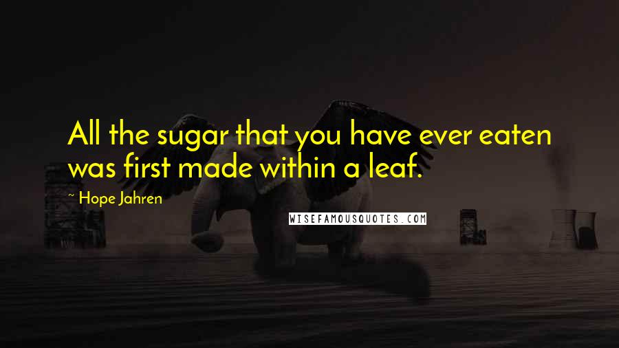 Hope Jahren Quotes: All the sugar that you have ever eaten was first made within a leaf.