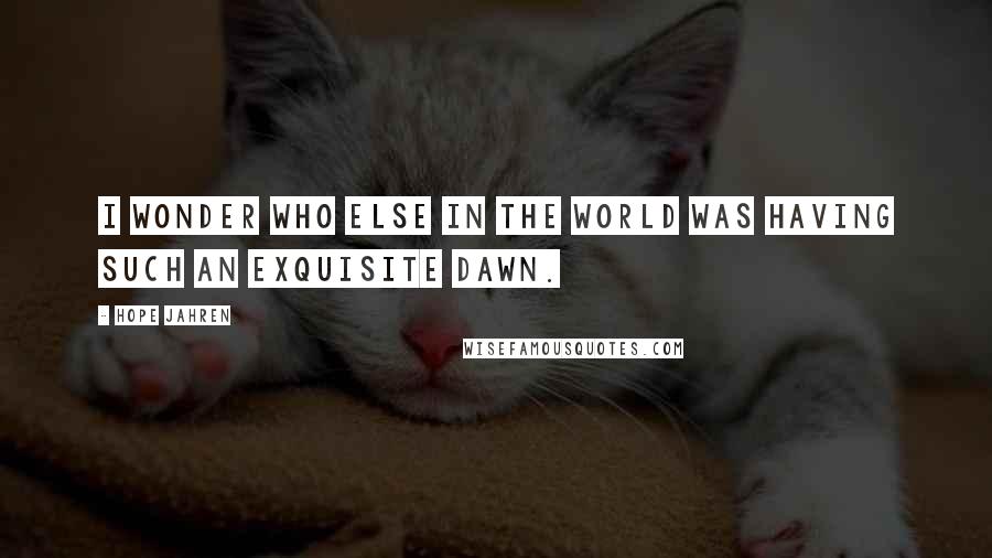 Hope Jahren Quotes: I wonder who else in the world was having such an exquisite dawn.