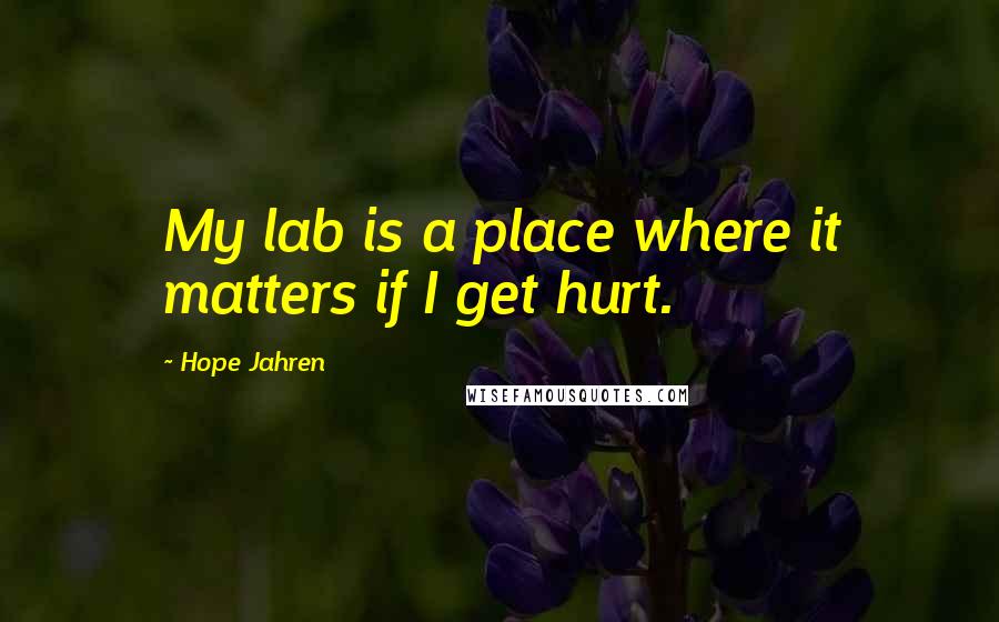 Hope Jahren Quotes: My lab is a place where it matters if I get hurt.