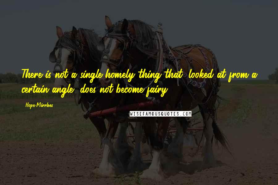 Hope Mirrlees Quotes: There is not a single homely thing that, looked at from a certain angle, does not become fairy.