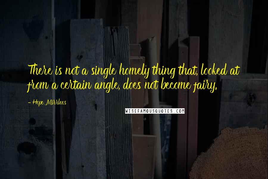 Hope Mirrlees Quotes: There is not a single homely thing that, looked at from a certain angle, does not become fairy.