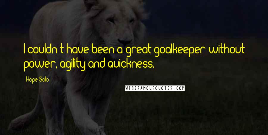 Hope Solo Quotes: I couldn't have been a great goalkeeper without power, agility and quickness.