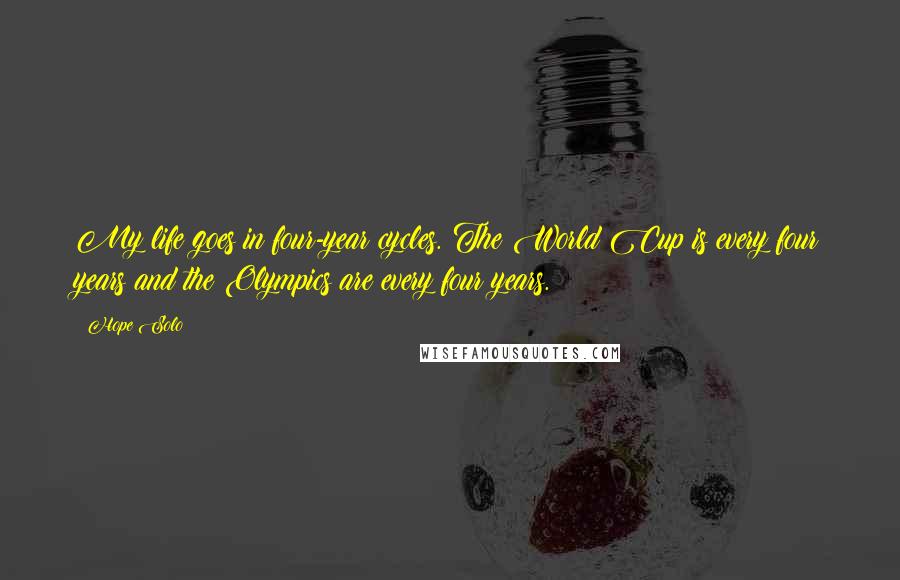 Hope Solo Quotes: My life goes in four-year cycles. The World Cup is every four years and the Olympics are every four years.