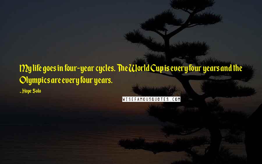 Hope Solo Quotes: My life goes in four-year cycles. The World Cup is every four years and the Olympics are every four years.