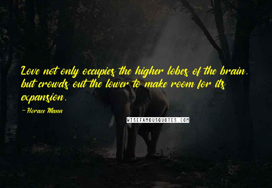 Horace Mann Quotes: Love not only occupies the higher lobes of the brain, but crowds out the lower to make room for its expansion.