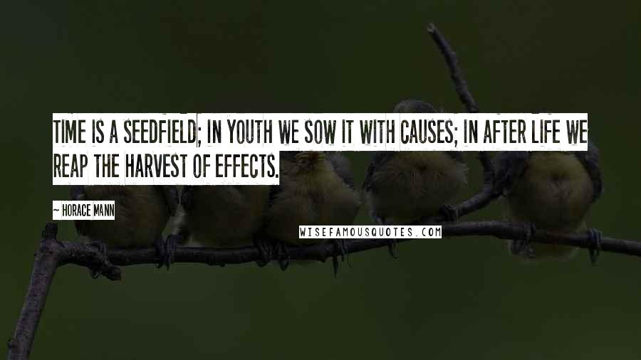 Horace Mann Quotes: Time is a seedfield; in youth we sow it with causes; in after life we reap the harvest of effects.