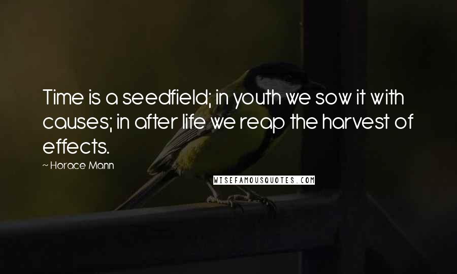 Horace Mann Quotes: Time is a seedfield; in youth we sow it with causes; in after life we reap the harvest of effects.