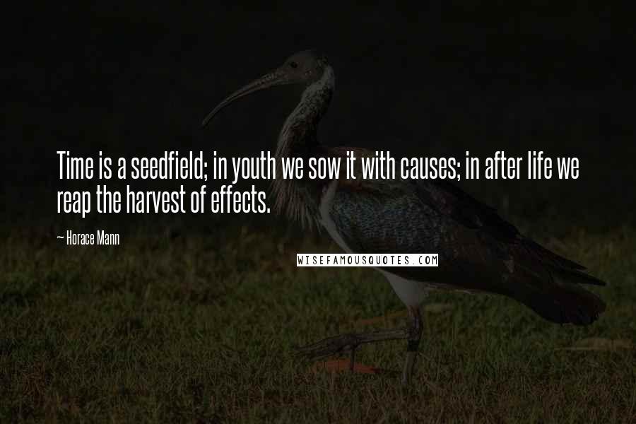 Horace Mann Quotes: Time is a seedfield; in youth we sow it with causes; in after life we reap the harvest of effects.