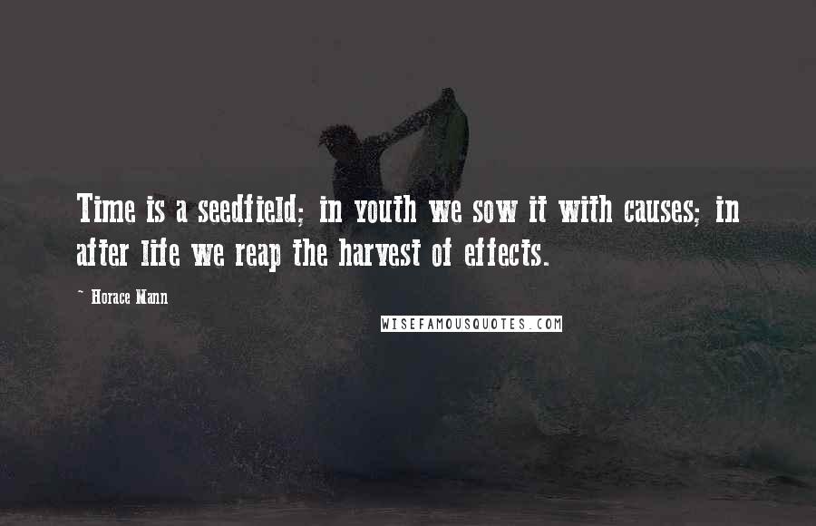 Horace Mann Quotes: Time is a seedfield; in youth we sow it with causes; in after life we reap the harvest of effects.