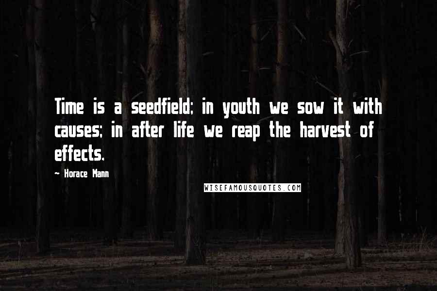 Horace Mann Quotes: Time is a seedfield; in youth we sow it with causes; in after life we reap the harvest of effects.