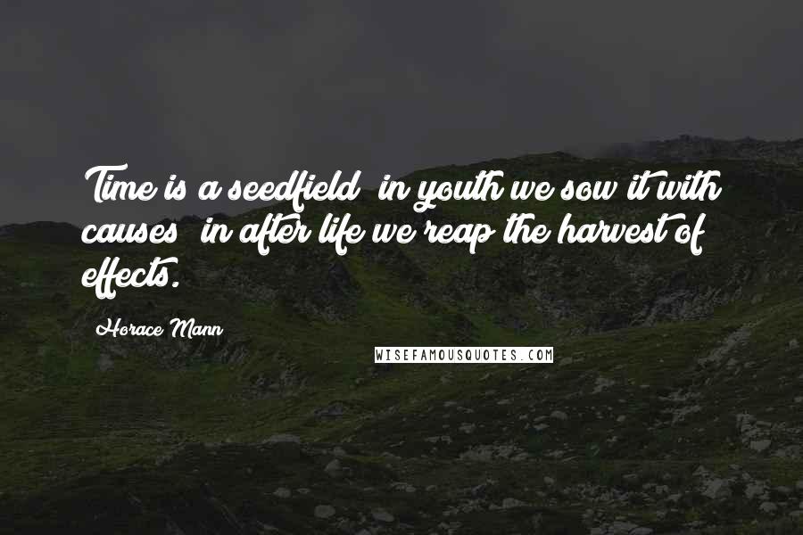 Horace Mann Quotes: Time is a seedfield; in youth we sow it with causes; in after life we reap the harvest of effects.