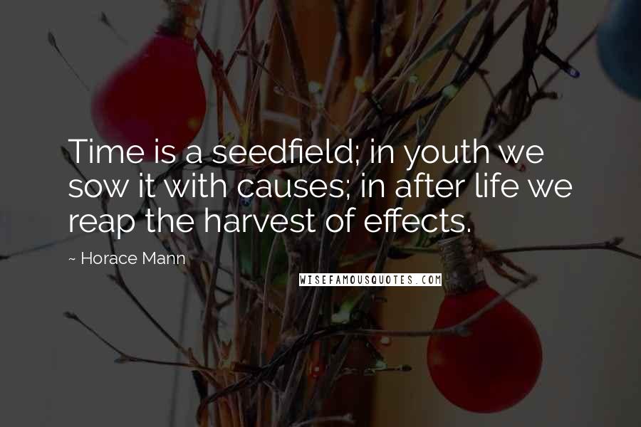 Horace Mann Quotes: Time is a seedfield; in youth we sow it with causes; in after life we reap the harvest of effects.