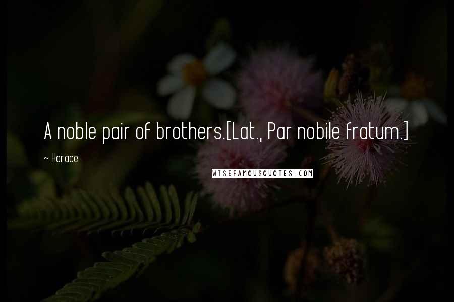 Horace Quotes: A noble pair of brothers.[Lat., Par nobile fratum.]