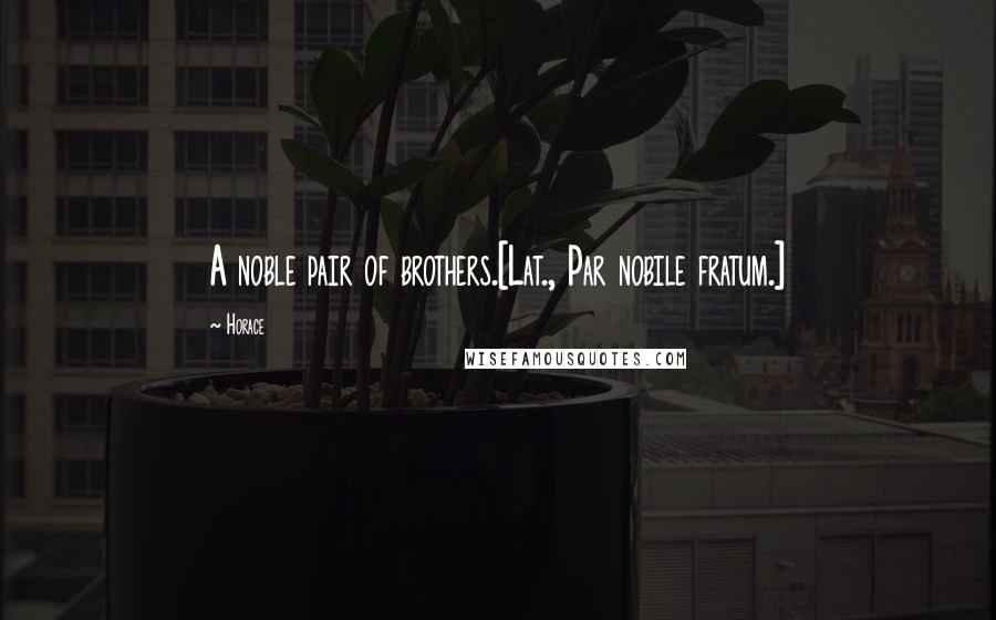 Horace Quotes: A noble pair of brothers.[Lat., Par nobile fratum.]