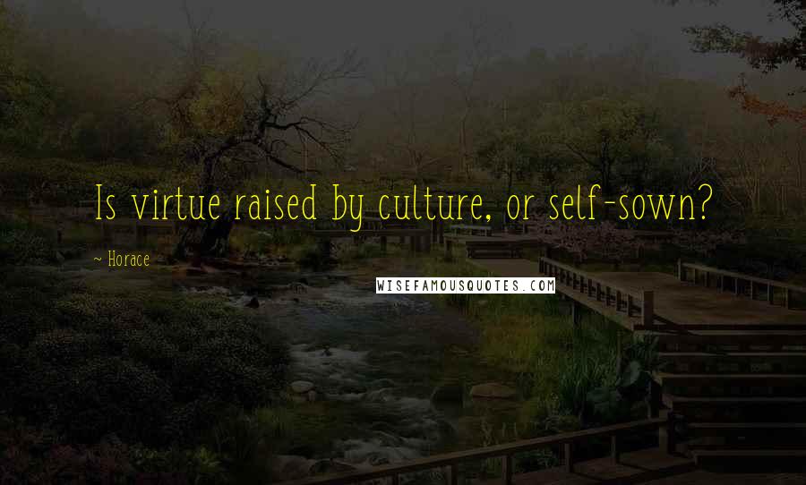 Horace Quotes: Is virtue raised by culture, or self-sown?