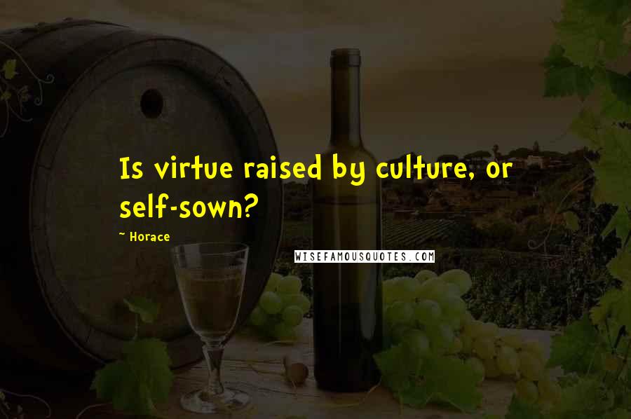 Horace Quotes: Is virtue raised by culture, or self-sown?