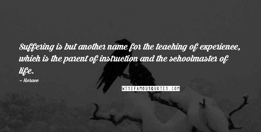 Horace Quotes: Suffering is but another name for the teaching of experience, which is the parent of instruction and the schoolmaster of life.