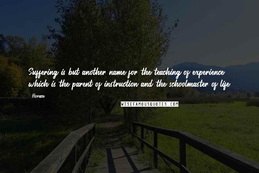 Horace Quotes: Suffering is but another name for the teaching of experience, which is the parent of instruction and the schoolmaster of life.