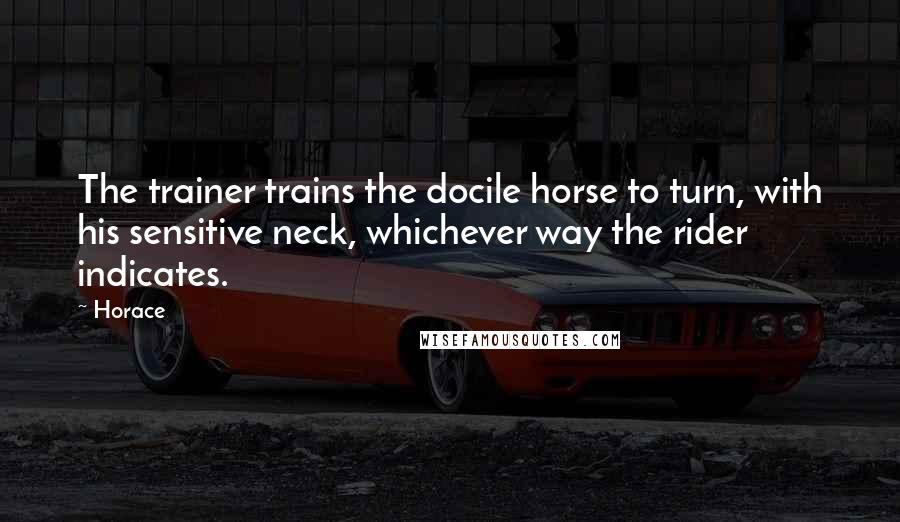 Horace Quotes: The trainer trains the docile horse to turn, with his sensitive neck, whichever way the rider indicates.