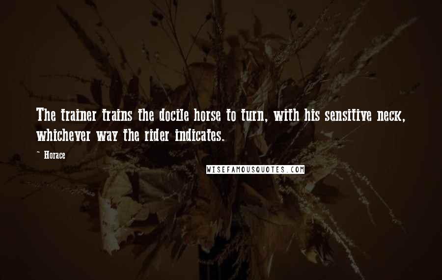 Horace Quotes: The trainer trains the docile horse to turn, with his sensitive neck, whichever way the rider indicates.