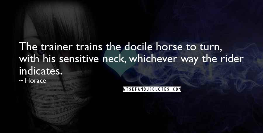 Horace Quotes: The trainer trains the docile horse to turn, with his sensitive neck, whichever way the rider indicates.