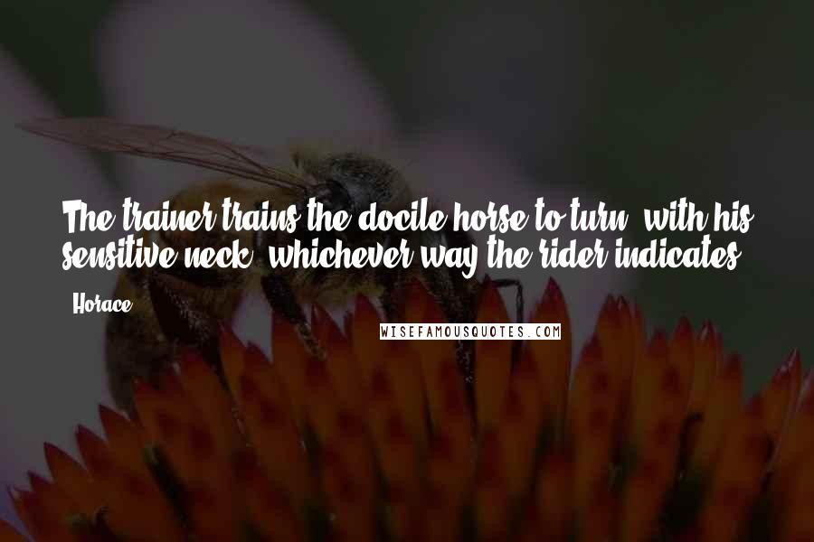 Horace Quotes: The trainer trains the docile horse to turn, with his sensitive neck, whichever way the rider indicates.