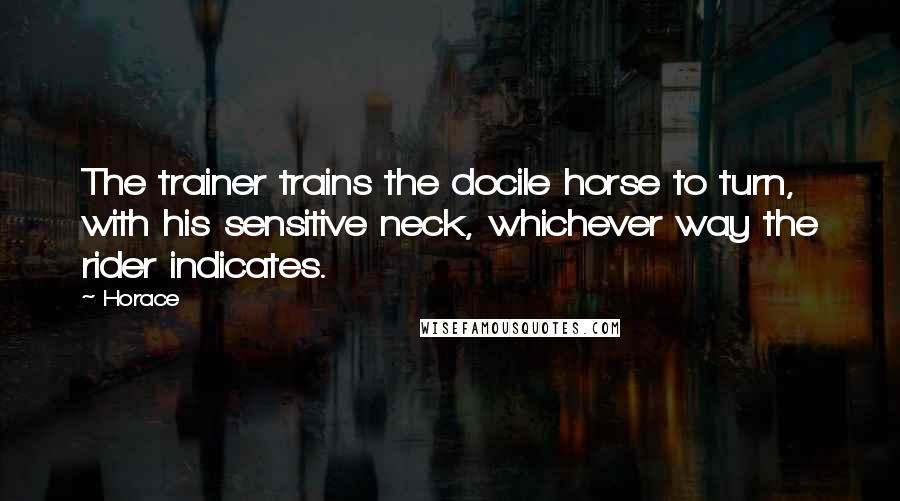 Horace Quotes: The trainer trains the docile horse to turn, with his sensitive neck, whichever way the rider indicates.