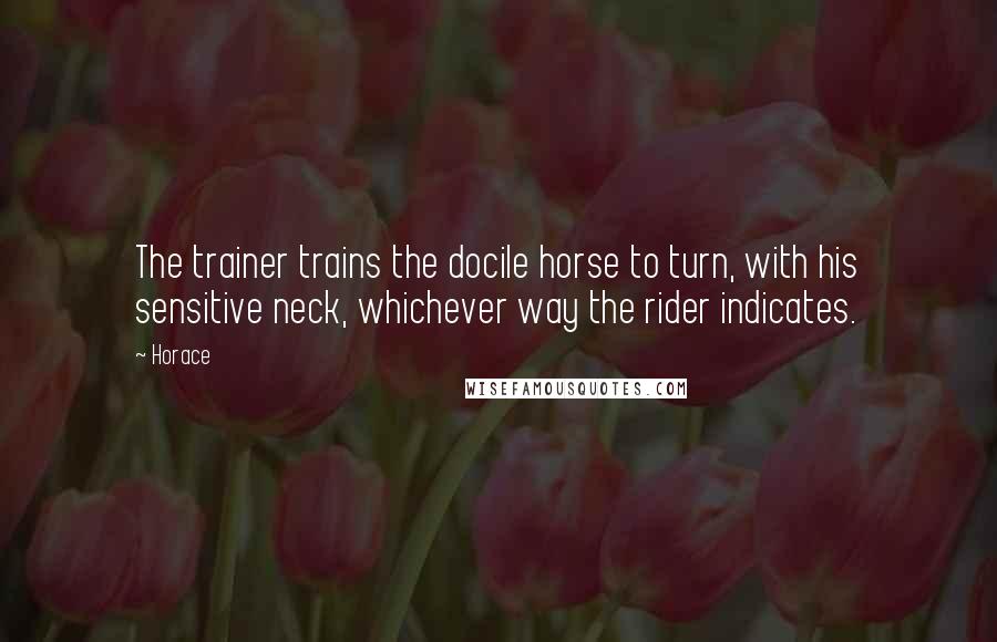 Horace Quotes: The trainer trains the docile horse to turn, with his sensitive neck, whichever way the rider indicates.