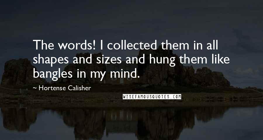 Hortense Calisher Quotes: The words! I collected them in all shapes and sizes and hung them like bangles in my mind.