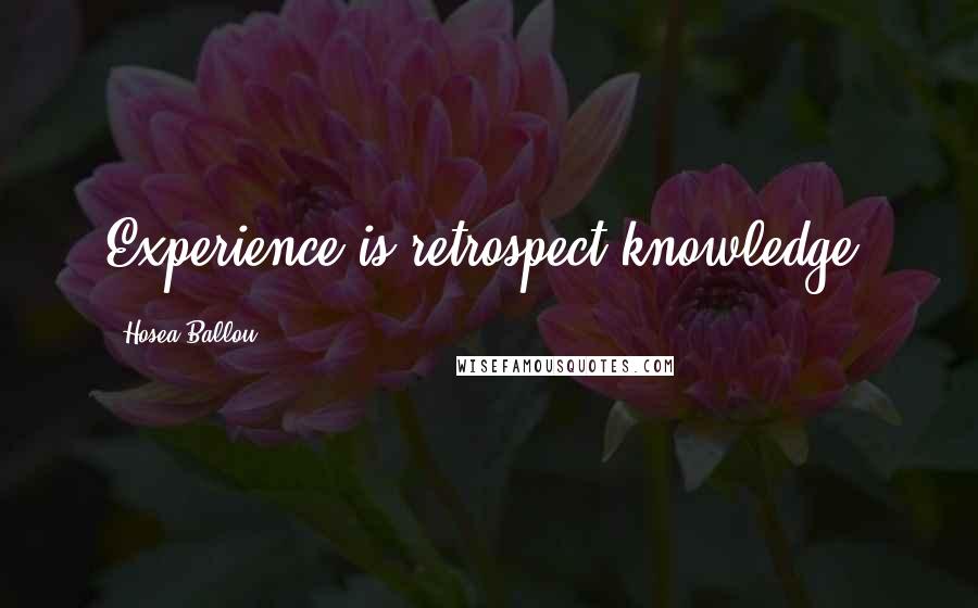 Hosea Ballou Quotes: Experience is retrospect knowledge.