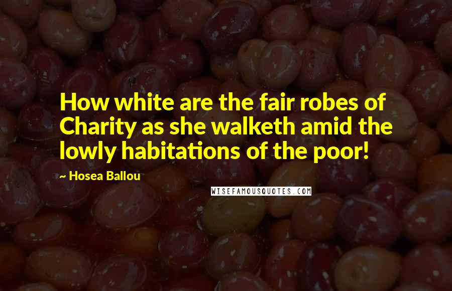 Hosea Ballou Quotes: How white are the fair robes of Charity as she walketh amid the lowly habitations of the poor!